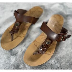 Blowfish Sandals Womens Size 9 Brown Thong‎ Buckle Braided Flat B1307-1222